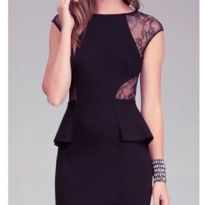 bebe Black Lace Peplum Dress
